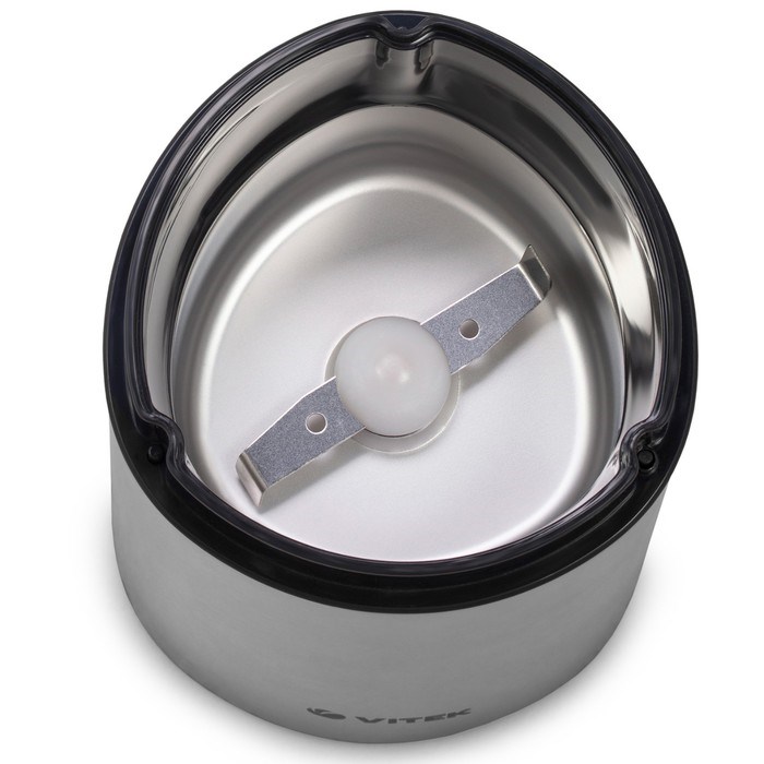 Кофемолка Vitek VT-1544, электрическая, ножевая, 200 Вт, 70 г, серебристая - фото 51425332 Кофемолка Vitek VT-1544, электрическая, ножевая, 200 Вт, 70 г, серебристая - фото 51425332