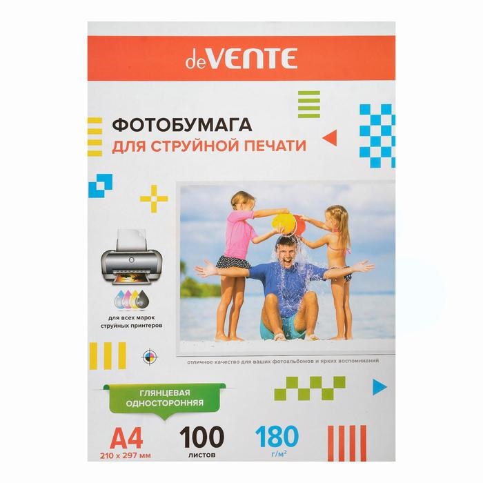 Фотобумага A4 для струйных принтеров deVENTE 180 г, (100 листов), глянцевая, односторонняя, в пластиковом пакете с европодвесом - фото 51426054 Фотобумага A4 для струйных принтеров deVENTE 180 г, (100 листов), глянцевая, односторонняя, в пластиковом пакете с европодвесом - фото 51426054