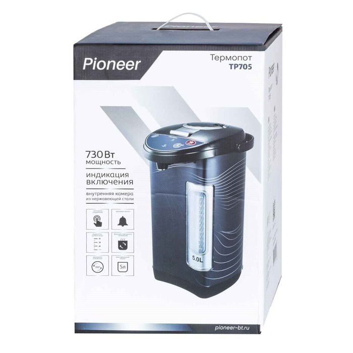 Термопот Pioneer TP705, 730 Вт, 3 способа подачи воды, 5 л, чёрный - фото 51426135 Термопот Pioneer TP705, 730 Вт, 3 способа подачи воды, 5 л, чёрный - фото 51426135