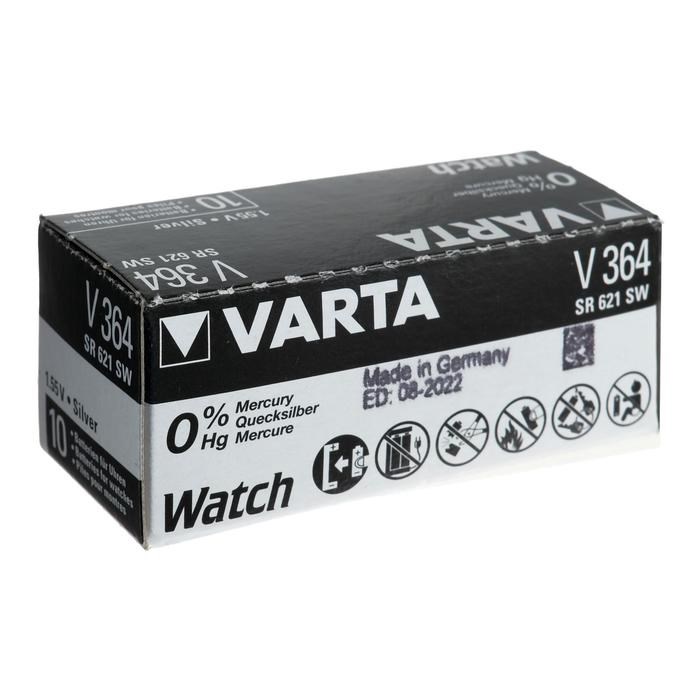 Батарейка цинковая Varta, V364 (SR621SW/G1)-1BL, 1.55В , блистер, 1 шт. - фото 51426512 Батарейка цинковая Varta, V364 (SR621SW/G1)-1BL, 1.55В , блистер, 1 шт. - фото 51426512