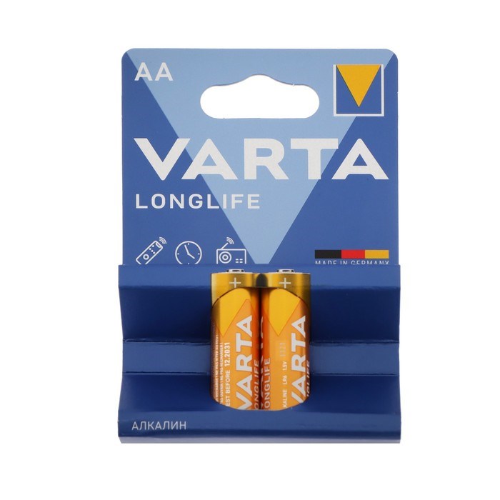 Батарейка алкалиновая Varta LongLife, AA, LR6-2BL, 1.5В, блистер, 2 шт. - фото 51426524 Батарейка алкалиновая Varta LongLife, AA, LR6-2BL, 1.5В, блистер, 2 шт. - фото 51426524