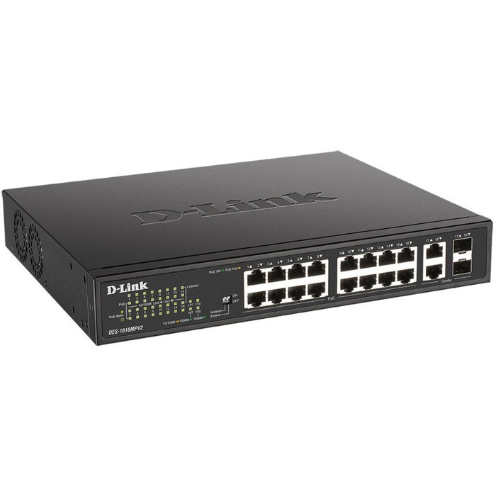 Коммутатор D-Link DES-1018MPV2 16x100Mb 2G 16PoE+ 247W неуправляемый - фото 51428955 Коммутатор D-Link DES-1018MPV2 16x100Mb 2G 16PoE+ 247W неуправляемый - фото 51428955