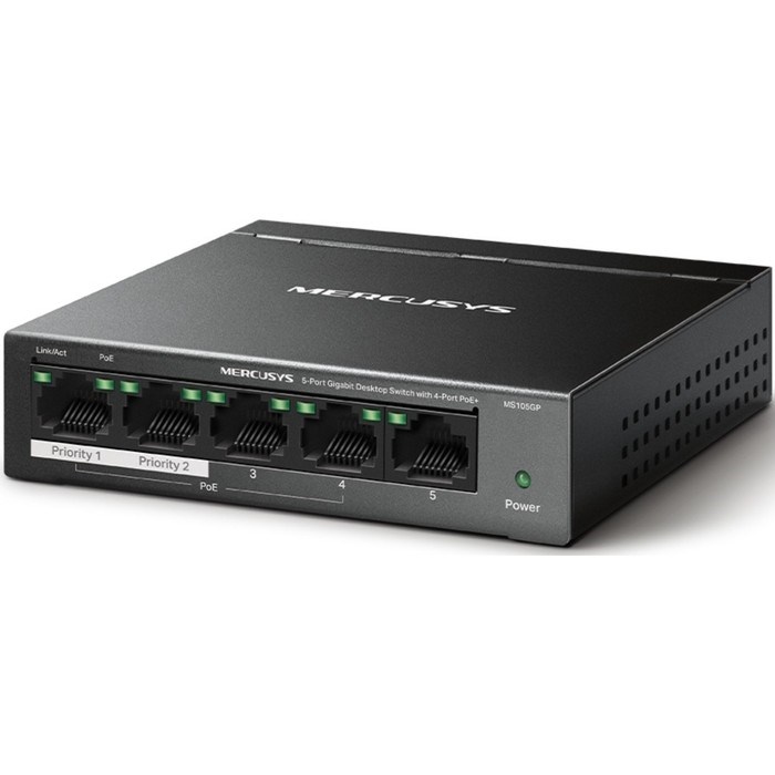 Коммутатор Mercusys MS105GP 5G 4PoE+ 65W неуправляемый - фото 51429096 Коммутатор Mercusys MS105GP 5G 4PoE+ 65W неуправляемый - фото 51429096