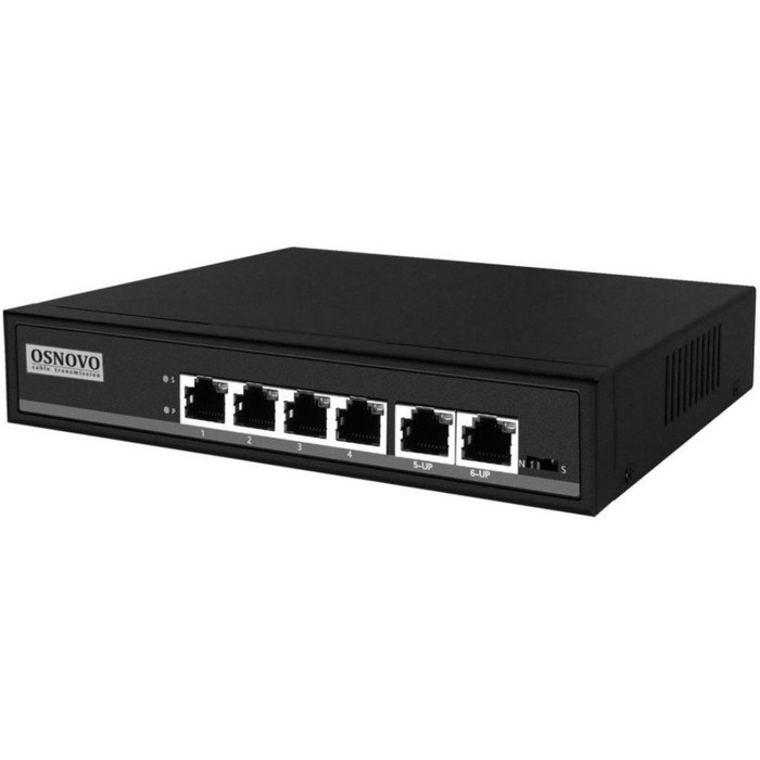 Коммутатор Osnovo SW-20600/A(80W) 6x100Mb 4PoE+ 80W неуправляемый - фото 51429139 Коммутатор Osnovo SW-20600/A(80W) 6x100Mb 4PoE+ 80W неуправляемый - фото 51429139