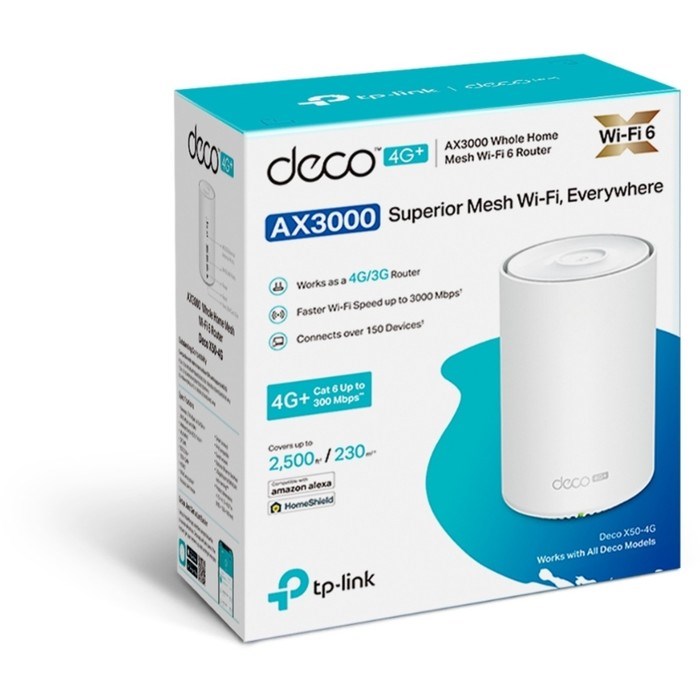 Бесшовный Mesh роутер TP-Link Deco X50-4G(1-pack) AX3000 1000BASE-T белый - фото 51429533 Бесшовный Mesh роутер TP-Link Deco X50-4G(1-pack) AX3000 1000BASE-T белый - фото 51429533