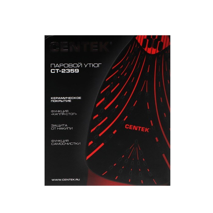 Утюг Centek CT-2359, 3000 Вт, керамическая подошва, 320 мл, красный - фото 51430147 Утюг Centek CT-2359, 3000 Вт, керамическая подошва, 320 мл, красный - фото 51430147