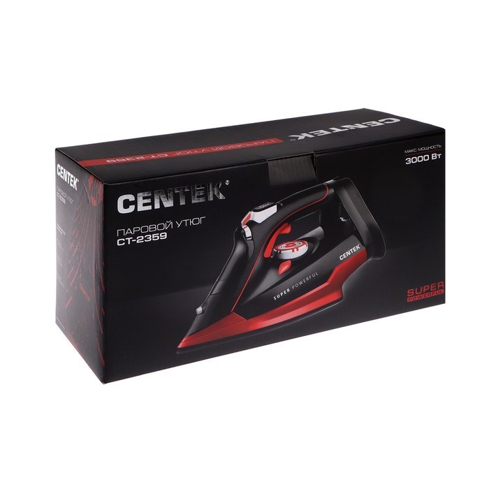 Утюг Centek CT-2359, 3000 Вт, керамическая подошва, 320 мл, красный - фото 51430150 Утюг Centek CT-2359, 3000 Вт, керамическая подошва, 320 мл, красный - фото 51430150