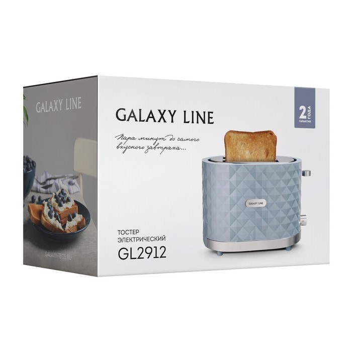 Тостер Galaxy GL 2912, 1200 Вт, 7 режимов прожарки, 2 тоста, серо-голубой - фото 51430300 Тостер Galaxy GL 2912, 1200 Вт, 7 режимов прожарки, 2 тоста, серо-голубой - фото 51430300
