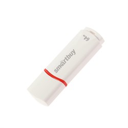 Флешка Smartbuy Crown White, 64 Гб, USB2.0, чт до 25 Мб/с, зап до 15 Мб/с, белая - фото 51363420
