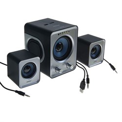 Компьютерные колонки 2.1 SmartBuy BUZZ SBA-2600, 2х1 Вт+3 Вт, MP3, FM, ПДУ, USB, черно-серые - фото 51363425