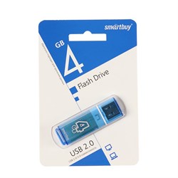 Флешка Smartbuy Glossy, 4 ГБ, USB 2.0, чтение до 25 Мб/с, запись до 15 Мб/с, синяя - фото 51363568