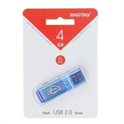 Флешка Smartbuy Glossy, 4 ГБ, USB 2.0, чтение до 25 Мб/с, запись до 15 Мб/с, синяя - фото 51363570