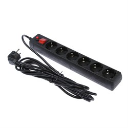 Сетевой фильтр «Гарнизон», 6 розеток, 5 м, 10 А, 2200 Вт, с з/к, черный - фото 51363612