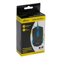 Мышь Ritmix ROM-202, проводная, оптическая, 1000 dpi, USB, синяя - фото 51364425