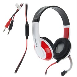 Наушники Defender Warhead G-120, игровые, полноразмерные, микрофон, 2x Jack 3.5 мм, 2 м, черно-красные - фото 51364680
