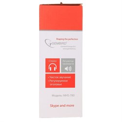 Наушники Gembird MHS-780, компьютерные, микрофон, 105 дБ, 32 Ом, 3.5 мм, 1.8 м, бело-красные - фото 51364764