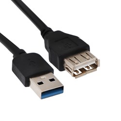 Кабель-удлинитель LuazON, USB Am-Af, 3 м, черный - фото 51365813