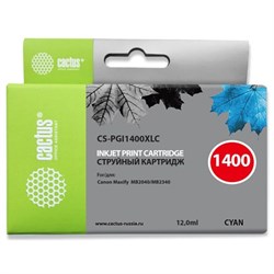 Картридж струйный Cactus CS-PGI1400XLC синий для Canon MB2050/MB2350/MB2040/MB2340 (11.5мл)   172528 - фото 51366131