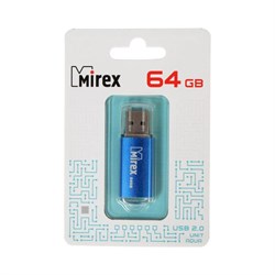 Флешка Mirex UNIT AQUA, 64 ГБ, USB 2.0, чтение до 25 Мб/с, запись до 15 Мб/с, синяя - фото 51366991