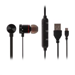 Наушники спортивные беспроводные, магнитные, Luazon VBT 1.6, вакуумные, Bluetooth 4.1, с микрофоном, 90 мАч, металлический корпус, чёрные - фото 51367054