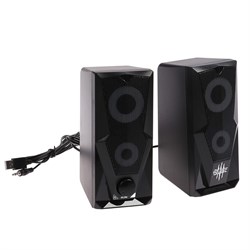 Компьютерные колонки 2.0 Qumo Blade AS001, 15 Вт, подсветка, черные - фото 51367154