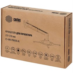 Кронштейн для проектора Cactus CS-VM-PR-05B-AL, настенный, потолочный, до 10 кг, поворот-наклон, серебристый - фото 51367277