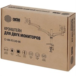 Кронштейн Cactus CS-VM-FE124D-BK, для 2-х мон-ов, наклон-поворот, 15"-27", до 2х8 кг,черный - фото 51367313