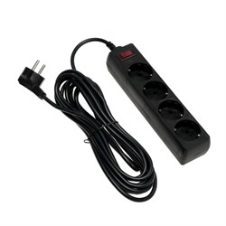 Сетевой фильтр Luazon Lighting, 4 розетки, 5 м, 2200 Вт, 3 х 0.75 мм2, 10 А, 220 В, черный - фото 51367683