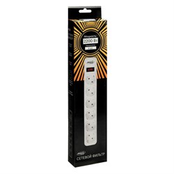 Сетевой фильтр Luazon Lighting, 6 розеток, 5 м, 2200 Вт, 3 х 0.75 мм2, 10 А, 220 В, белый - фото 51367725