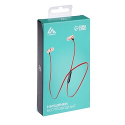 Наушники спортивные беспроводные, магнитные, Luazon VBT 1.30, вакуумные, Bluetooth 4.1, с микрофоном, 80 мАч, чёрно-красные - фото 51368233