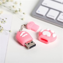 Флеш-карта на открытке «Лапки прочь от моих файликов», 4 ГБ, розовая - фото 51368263