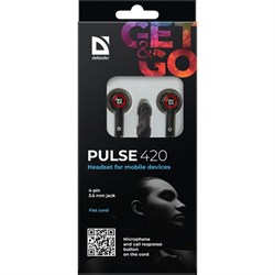 Наушники Defender Pulse 420, вакуумные, проводные, 1.2 м, Jack 3.5 мм, микрофон, 105дБ, 32 Ом, чёрно-красные - фото 51368512