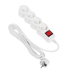 Сетевой фильтр 5bites SP4W-130 4S, 4 розетки, 3 м, 10 А, 3х0.75 мм2, с выкл., белый - фото 51368883