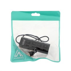 USB-разветвитель Luazon, 4 порта с индивидуальными выключателями, чёрный - фото 51370857