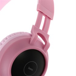 Наушники Hoco W27, беспроводные, накладные, микрофон, Bluetooth 5.0, 300 мАч, подсветка, розовые - фото 51370970