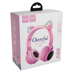 Наушники Hoco W27, беспроводные, накладные, микрофон, Bluetooth 5.0, 300 мАч, подсветка, розовые - фото 51370972