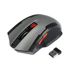 Мышь Luazon MB-2.6, беспроводная, оптическая, 1600 dpi, 2xAAA (не в компл.), USB,черно-серая - фото 51371304