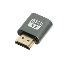 Адаптер для эмуляции второго монитора, виртуальный дисплей, 4K UHD, HDMI, темно-серый - фото 51371318