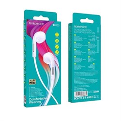 Наушники Borofone BM55 Sonido, вкладыши, микрофон, Jack 3.5 мм, кабель 1 м, белые - фото 51371360