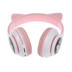 Наушники беспроводные, с ушками кошки, MYBIT W-32, Bluetooth 5.0, с микрофоном, AUX, microSD, MP3, 400 мАч, розовые - фото 51371638