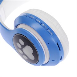 Наушники беспроводные, с ушками кошки, MYBIT W-32, Bluetooth 5.0, с микрофоном, AUX, microSD, MP3, 400 мАч, синие - фото 51371650