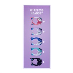 Наушники беспроводные, с ушками кошки, MYBIT W-32, Bluetooth 5.0, с микрофоном, AUX, microSD, MP3, 400 мАч, фиолетовые - фото 51371668