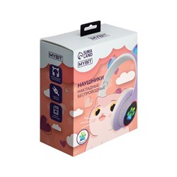 Наушники беспроводные, с ушками кошки, MYBIT W-32, Bluetooth 5.0, с микрофоном, AUX, microSD, MP3, 400 мАч, фиолетовые - фото 51371669