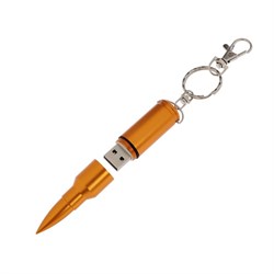 Флешка E 296 G "патрон" , 16 ГБ, USB2.0, чт до 25 Мб/с, зап до 15 Мб/с, золотистый - фото 51371834