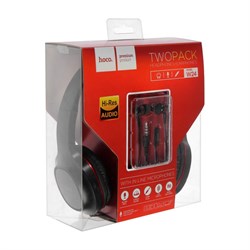 Комплект наушников Hoco W24, проводные, накладные + вакуумные, проводные, красные - фото 51371885