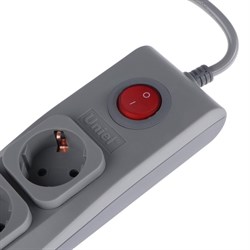 Сетевой фильтр Uniel Lux, 5 розеток, 1.5 м, 10 А, 2500 Вт, ПВС 3х0.75, с з/к, с выкл., серый - фото 51372163