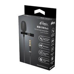 Микрофон RITMIX RCM-110 Black, в комплекте держатель-клипса, разъем 3.5 мм, кабель 2 м - фото 51372297