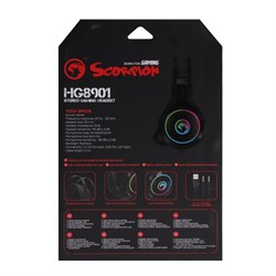Наушники MARVO HG8901, игровые, микрофон, USB+3.5 мм, 2.1м, подсветка, чёрные - фото 51372669