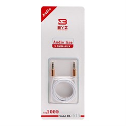 Кабель аудио AUX BYZ BL-613, Jack 3.5 мм(m)-Jack 3.5 мм(m), 1 м, белый - фото 51372821