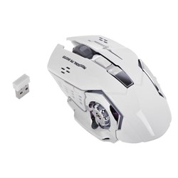 Мышь Luazon MB-2.7, игровая, беспроводная, оптическая, 800-2400 dpi, 500 мАч, подсветка, USB, белая - фото 51373544